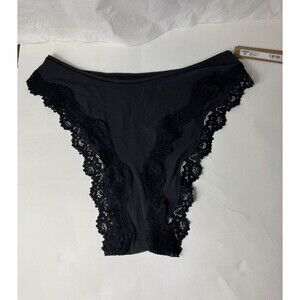 SKIMS Fits Everybody Lace Dipped Thong Panties Onyx Black Underwear Women’s XL